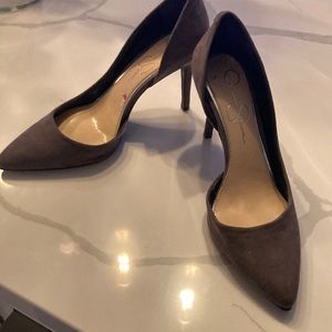 Never worn gray suede Jessica Simpson 3 inch heel.
